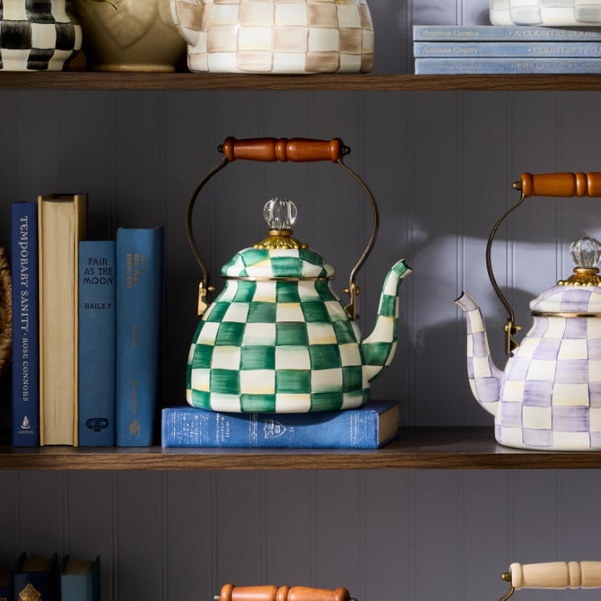 MacKenzie-Childs Emerald Check 2 Quart Tea Kettle