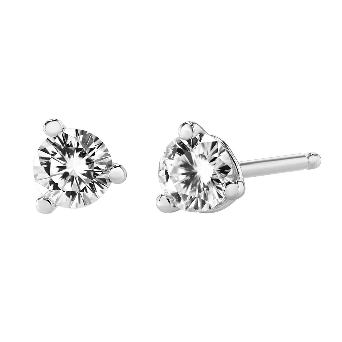18K White Gold Round Diamond Stud Earrings, 0.25cttw