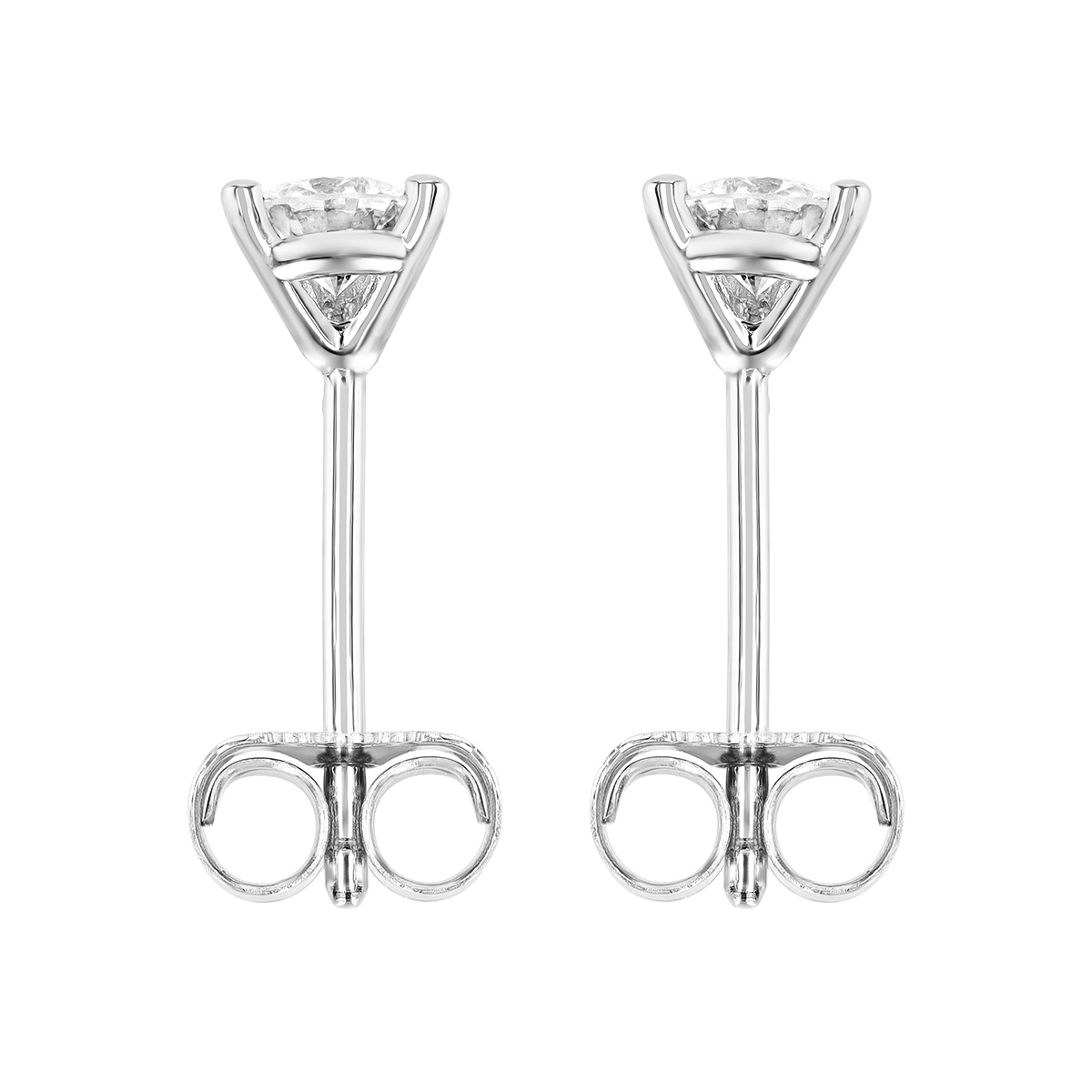 18K White Gold Round Diamond Stud Earrings, 0.25cttw