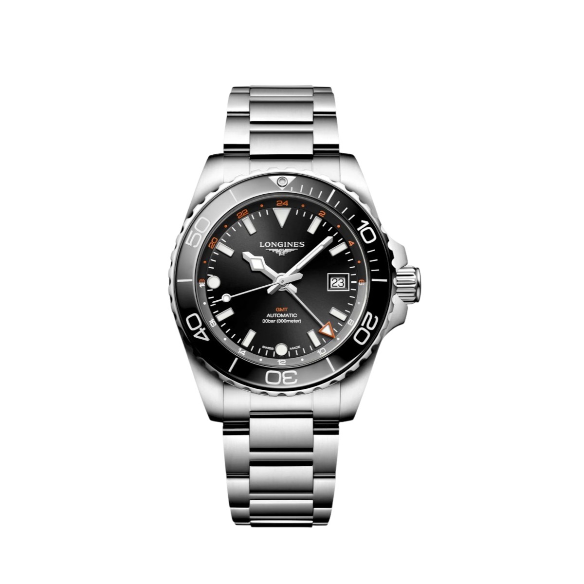 Longines Hydroconquest GMT 41mm Men's Watch, Sunray Black Dial