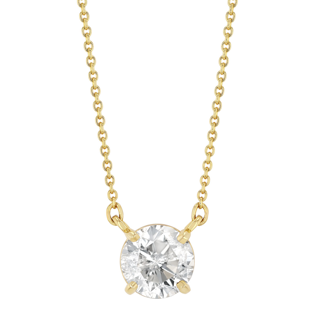 Round Diamond Solitaire Pendant in Yellow Gold, 1.18 ct