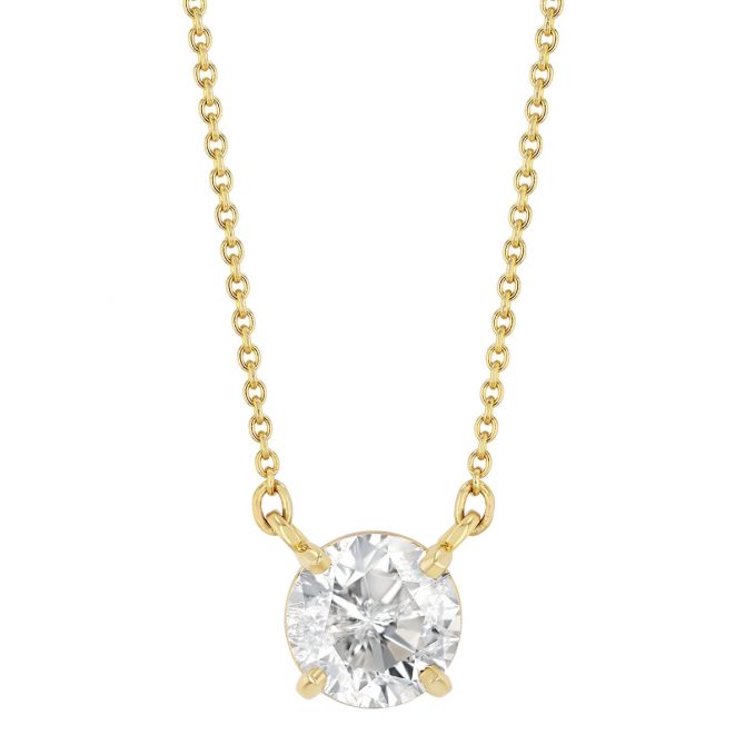 Round Diamond Solitaire Pendant in Yellow Gold, 1.18 ct