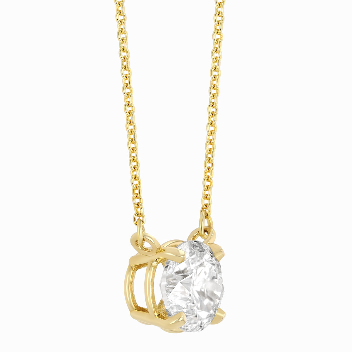 Round Diamond Solitaire Pendant in Yellow Gold, 1.18 ct