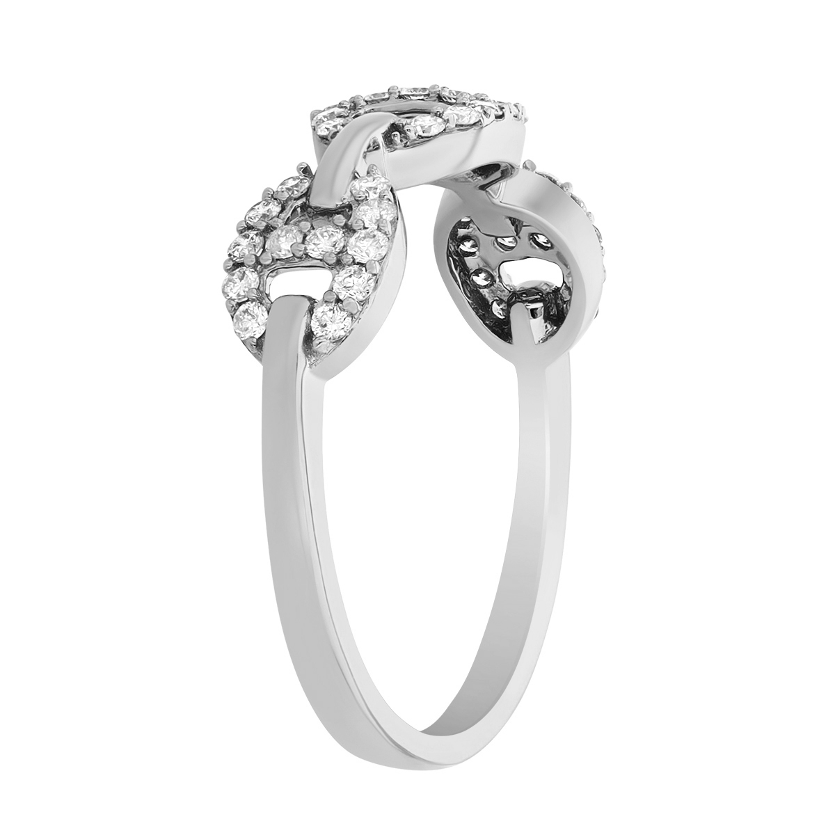 Diamond Pavé Mariner Link Trio Ring in White Gold