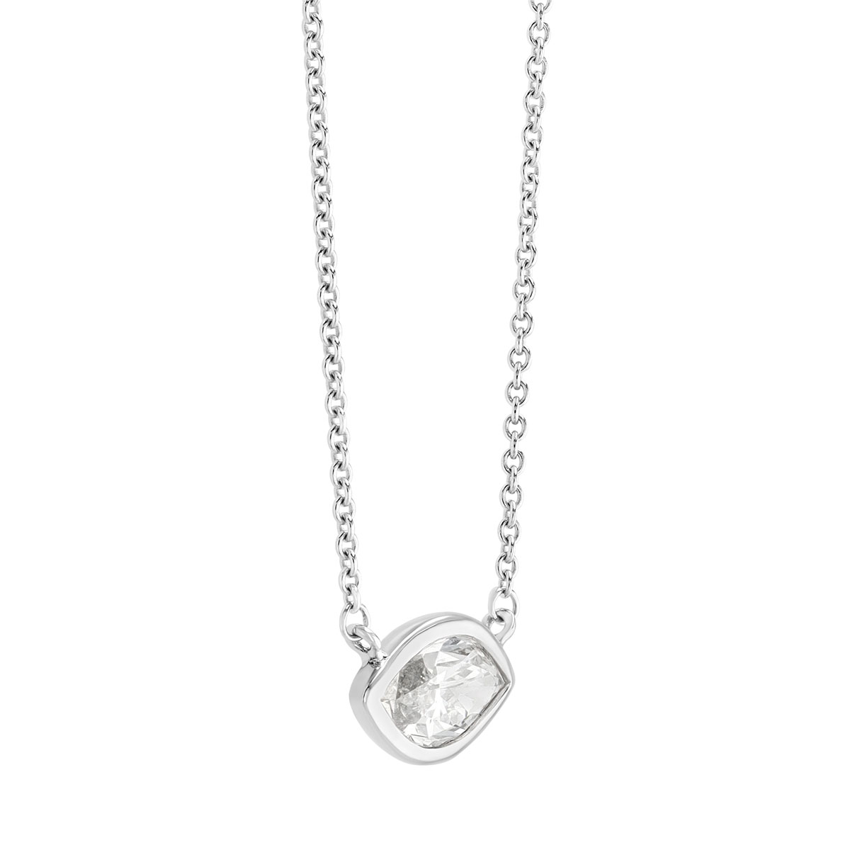 Bezel Set Marquise Diamond Solitaire Pendant in White Gold, 18