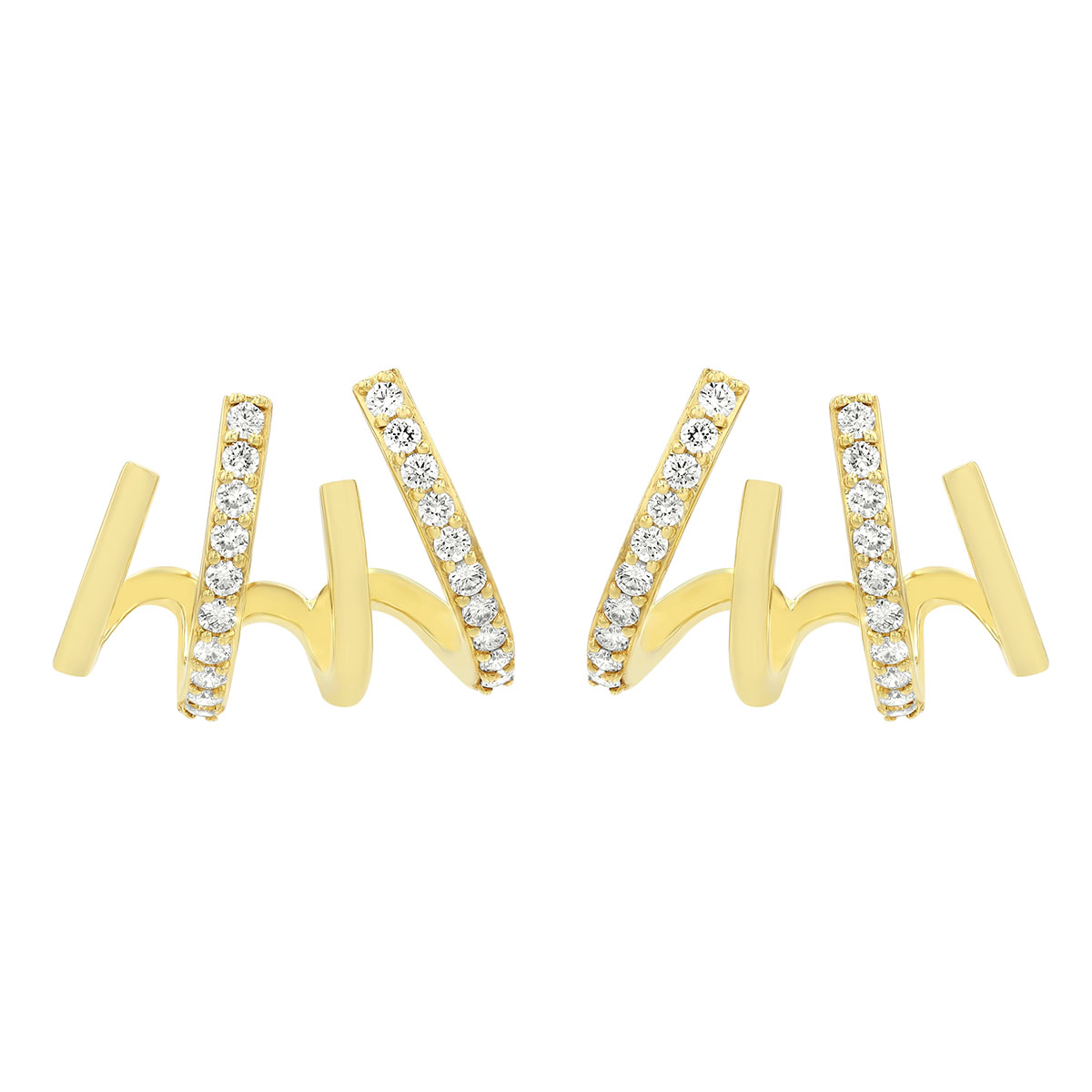 Roberto Coin Diamond Cuff Hoop Earrings in Yellow Gold