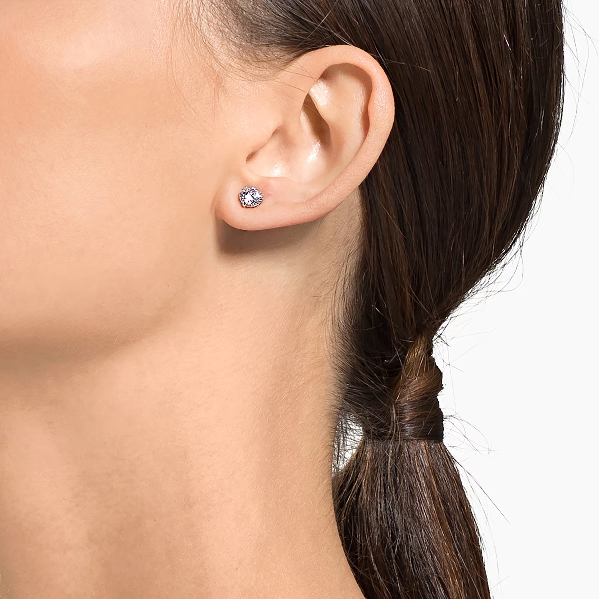 Swarovski Attract Round Pierced Earrings, White