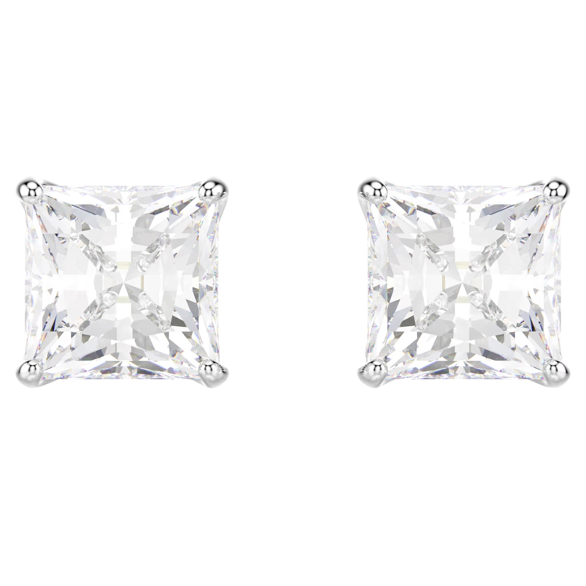 Swarovski Attract Stud Pierced Earrings, White Crystal with Rhodium Plating