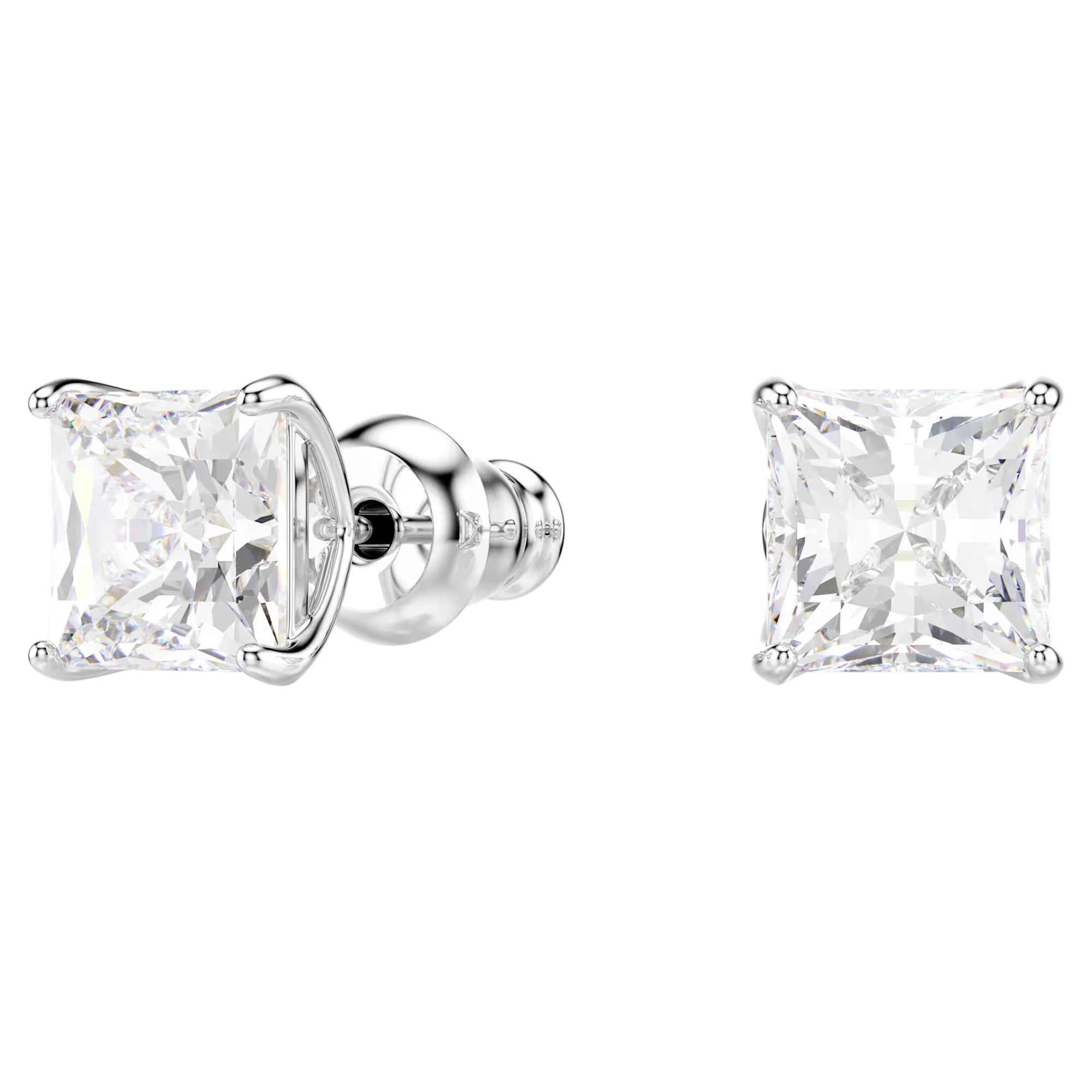 Swarovski Attract Stud Pierced Earrings, White Crystal with Rhodium Plating