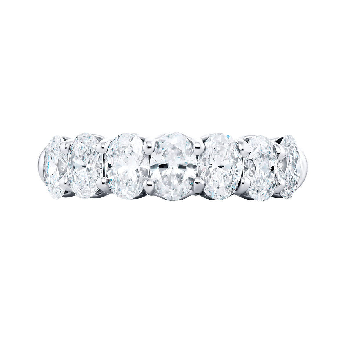 J.B. Star Oval Diamond 7 Stone Wedding Band in Platinum, 2.12 cttw