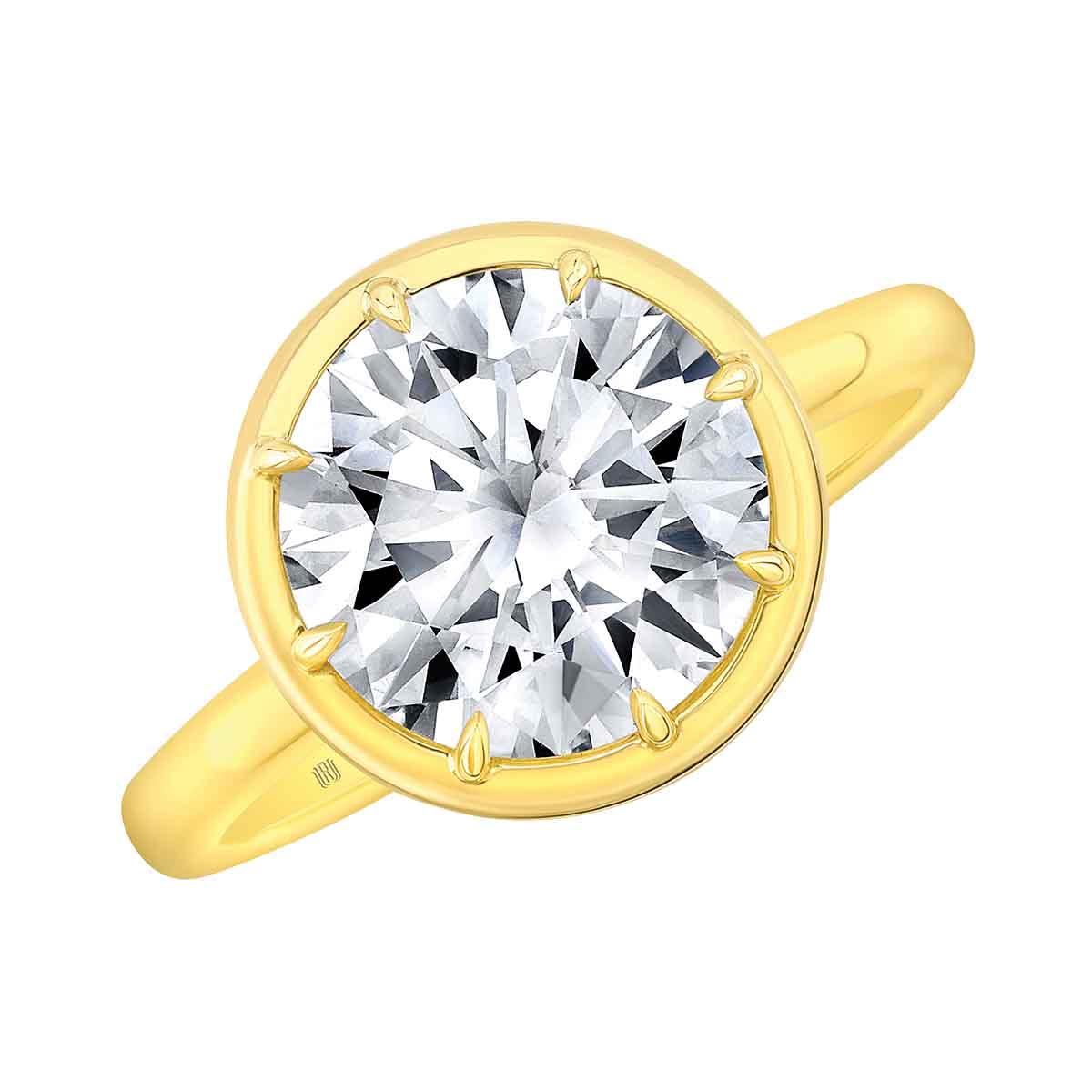 Rahaminov Round Diamond Solitaire Engagement Ring in Yellow Gold, 3.03 ct