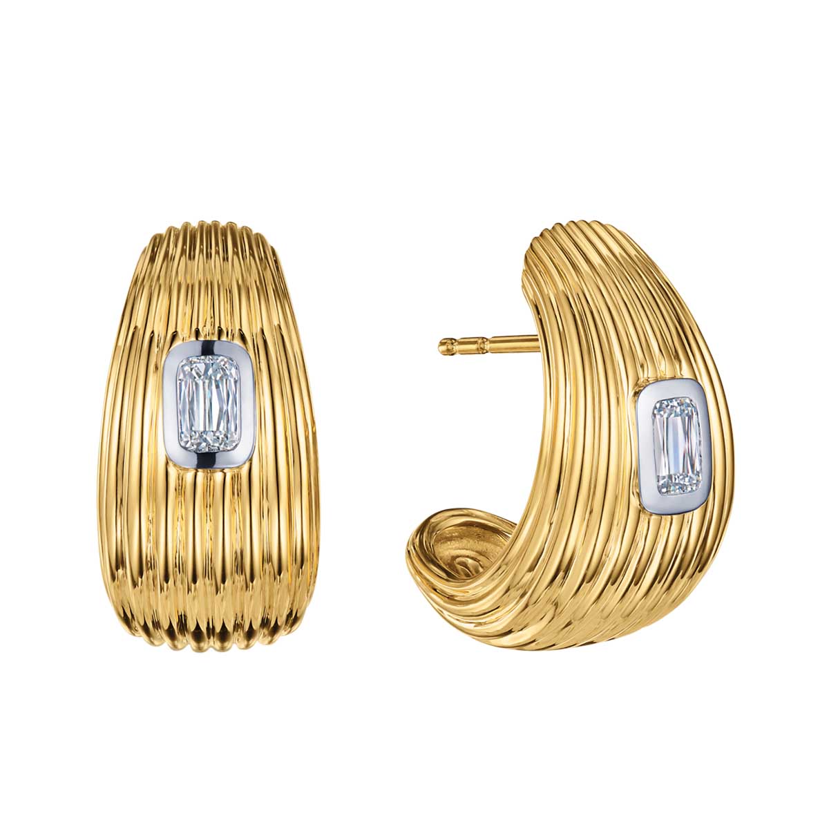 Kwiat Colonnade Ashoka Diamond Hoop Earrings in Yellow Gold & Platinum