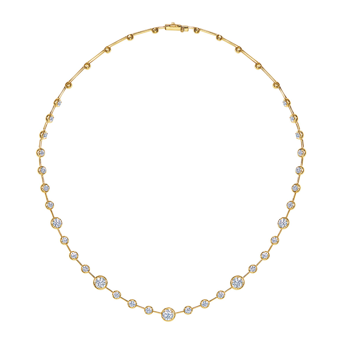 Kwiat Starry Night Round Diamond Multi-Size Station Necklace in Yellow Gold, 16