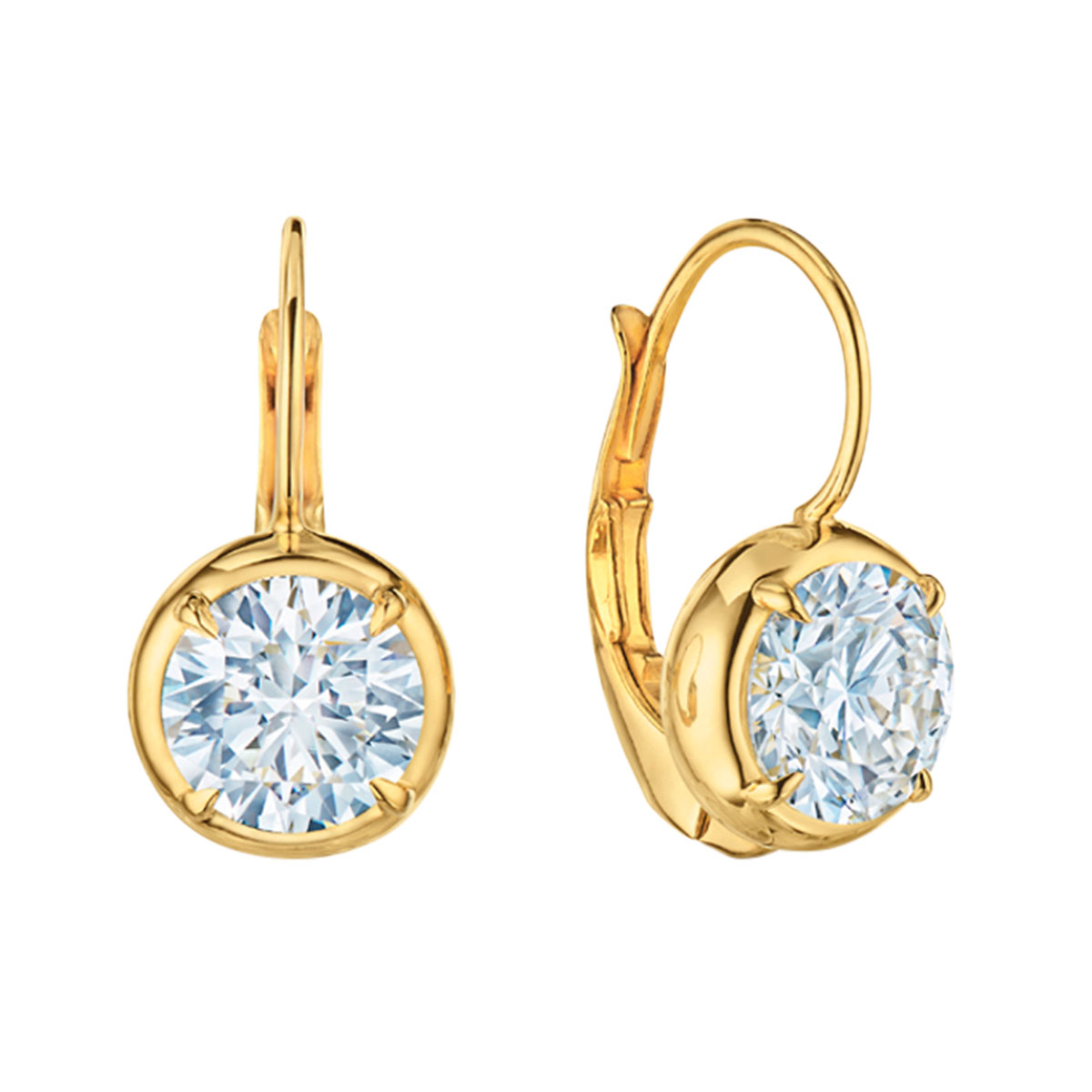 Kwiat Starry Night Round Diamond Drop Earrings in Yellow Gold