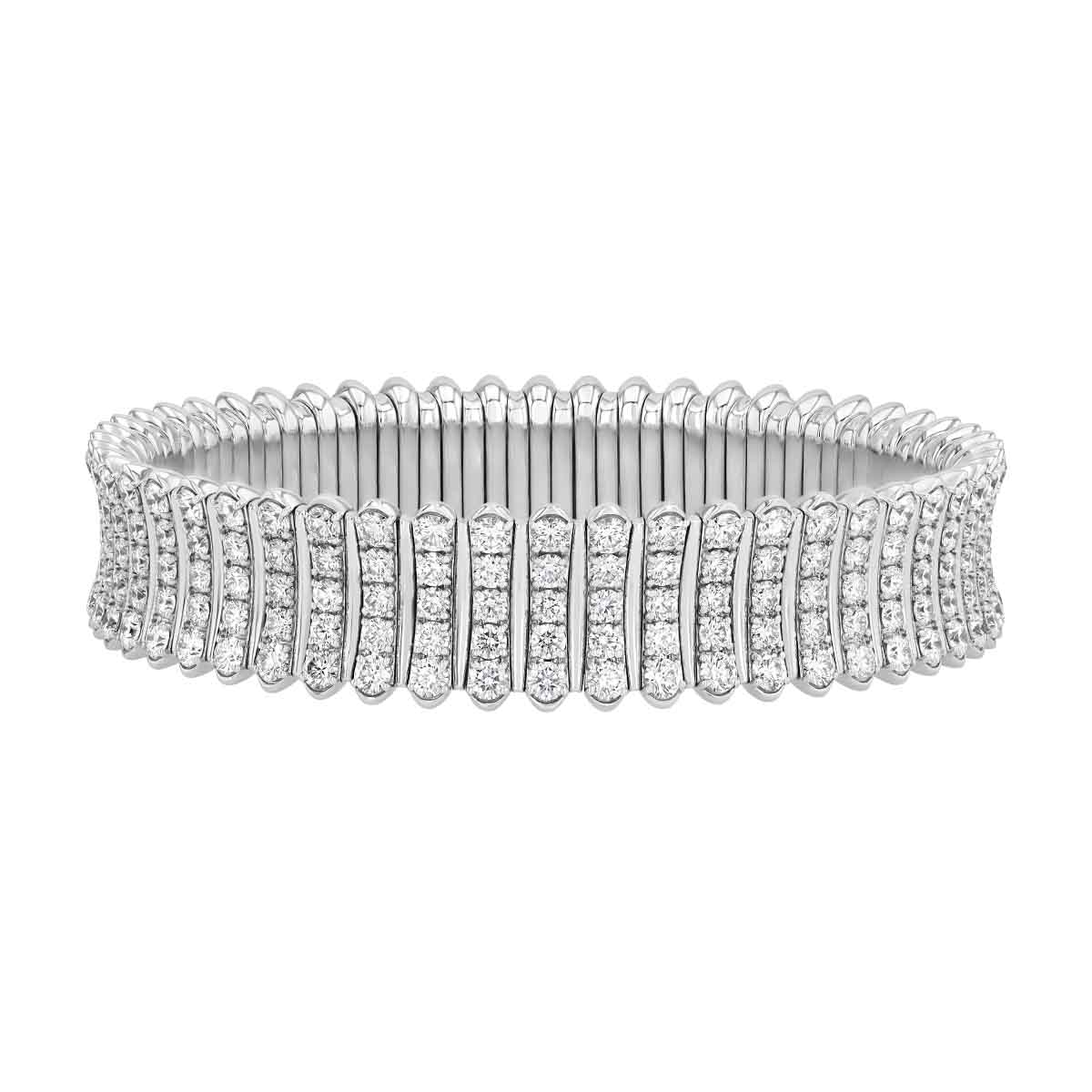 Zydo Collection Round Diamond 5 Row Stretch Bracelet in White Gold