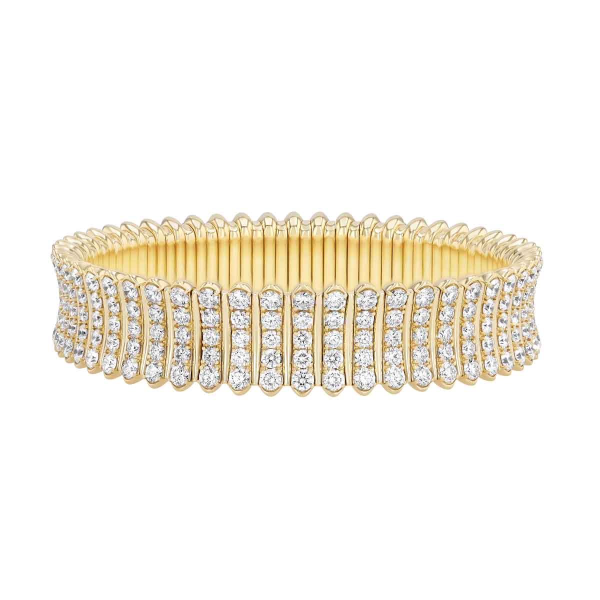 Zydo Collection Round Diamond 5 Row Stretch Bracelet in Yellow Gold