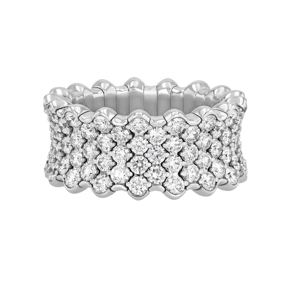 Zydo Collection Round Diamond Pavé Stretch Ring in White Gold