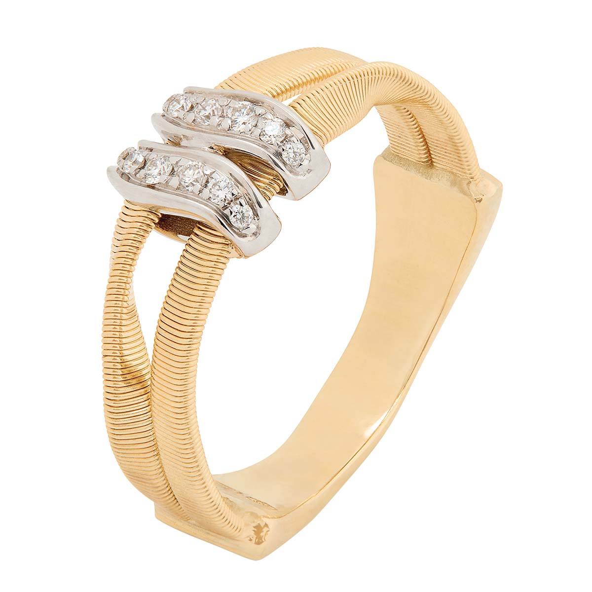 Marco Bicego Marrakech Diamond Station Two Row Coil Ring in Two Tone, Size 7