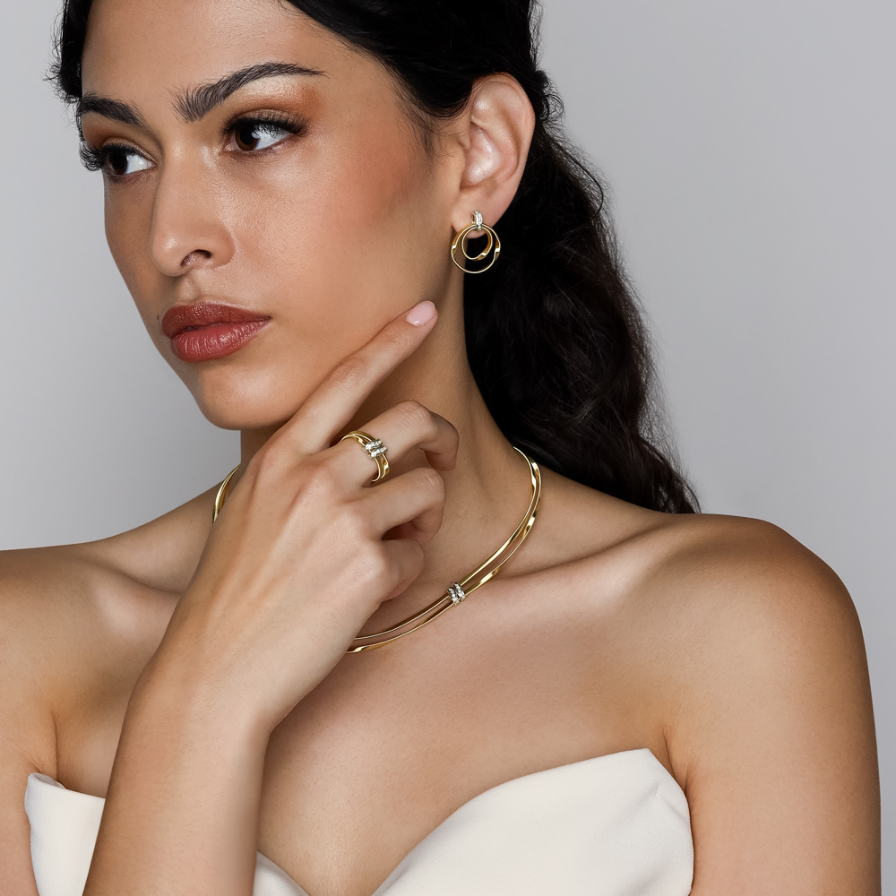 Marco Bicego Marrakech Diamond Station Two Row Coil Ring in Two Tone, Size 7