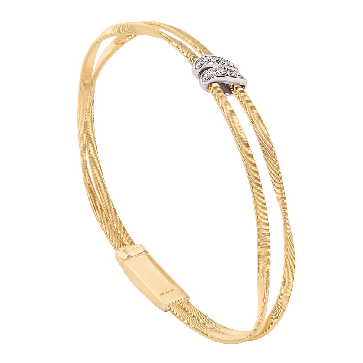 Marco Bicego Marrakech Diamond Station Double Strand Coil Bracelet in Two Tone, 7