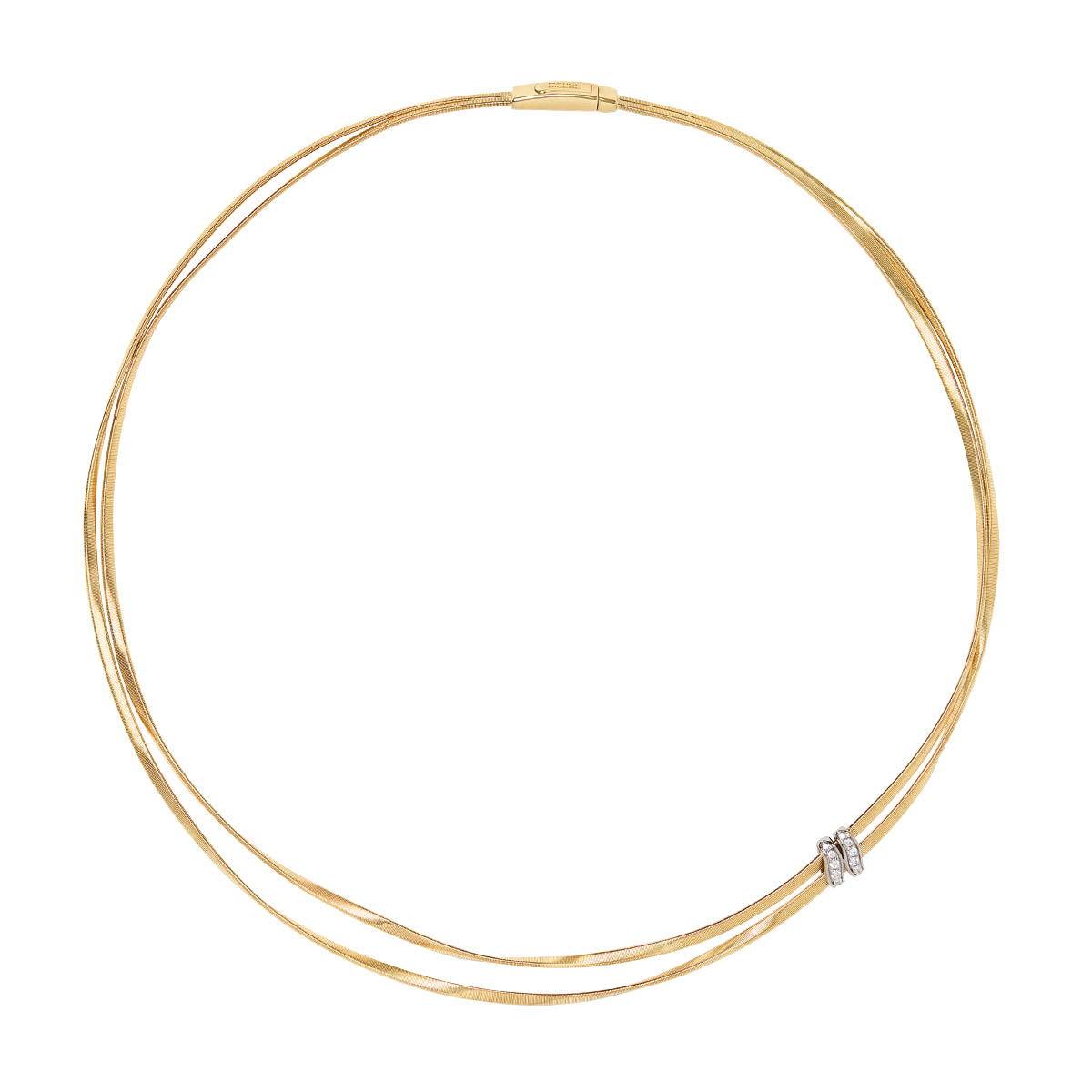 Marco Bicego Marrakech Diamond Station Double Strand Coil Necklace in Two Tone, 16.5