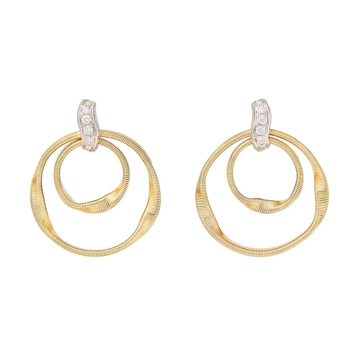 Marco Bicego Marrakech Diamond & Double Coil Circle Drop Earrings in Two Tone