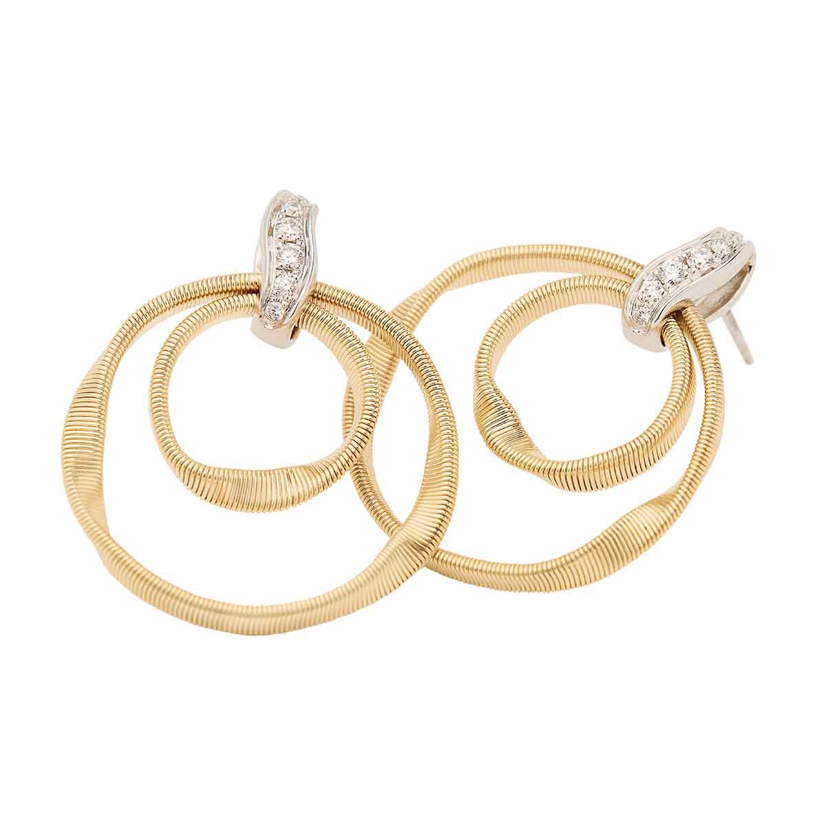 Marco Bicego Marrakech Diamond & Double Coil Circle Drop Earrings in Two Tone