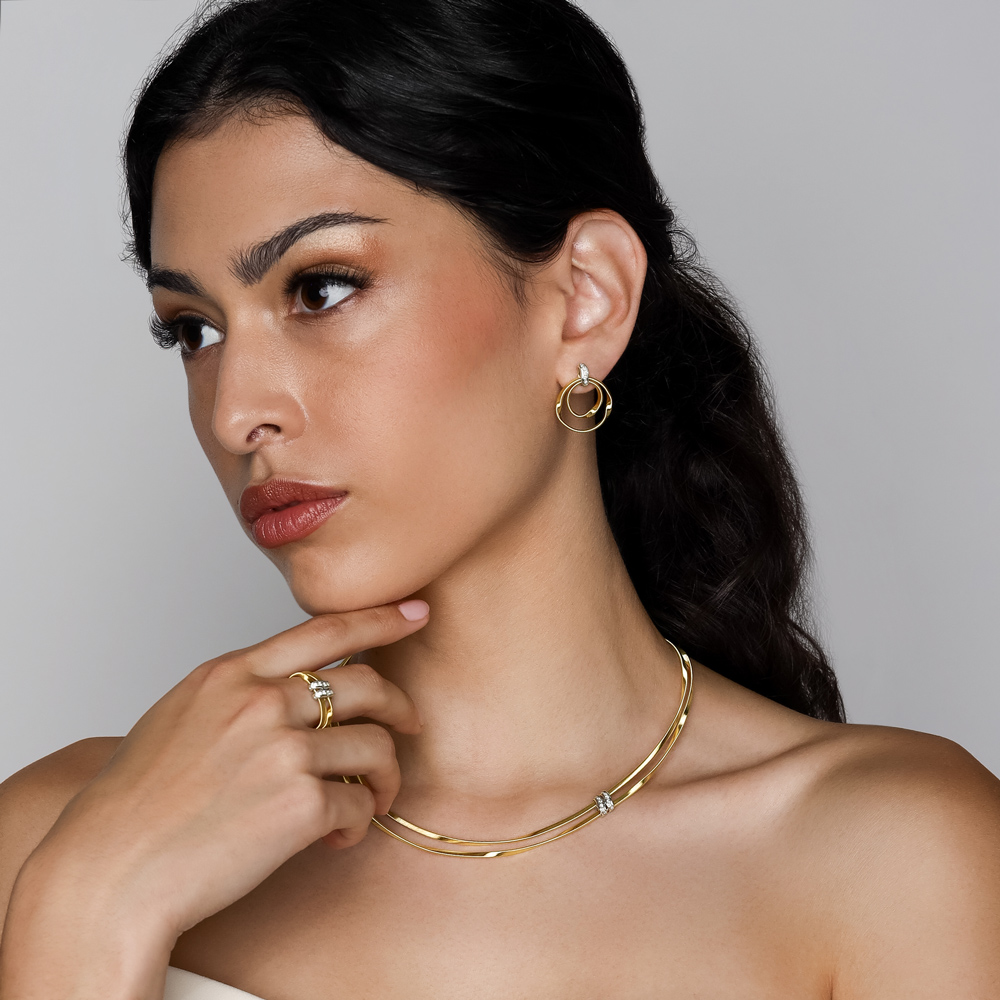 Marco Bicego Marrakech Diamond & Double Coil Circle Drop Earrings in Two Tone