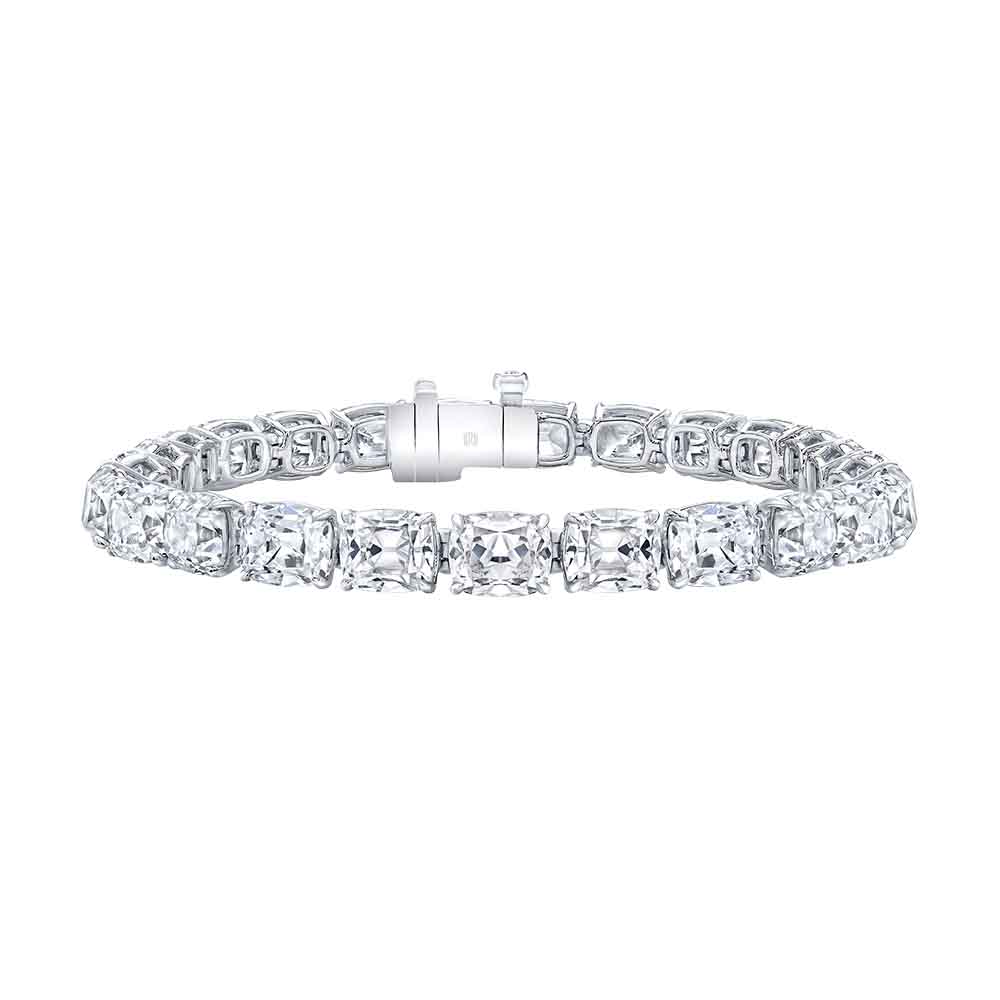 Rahaminov Old Mine Diamond Tennis Bracelet in White Gold, 6.75