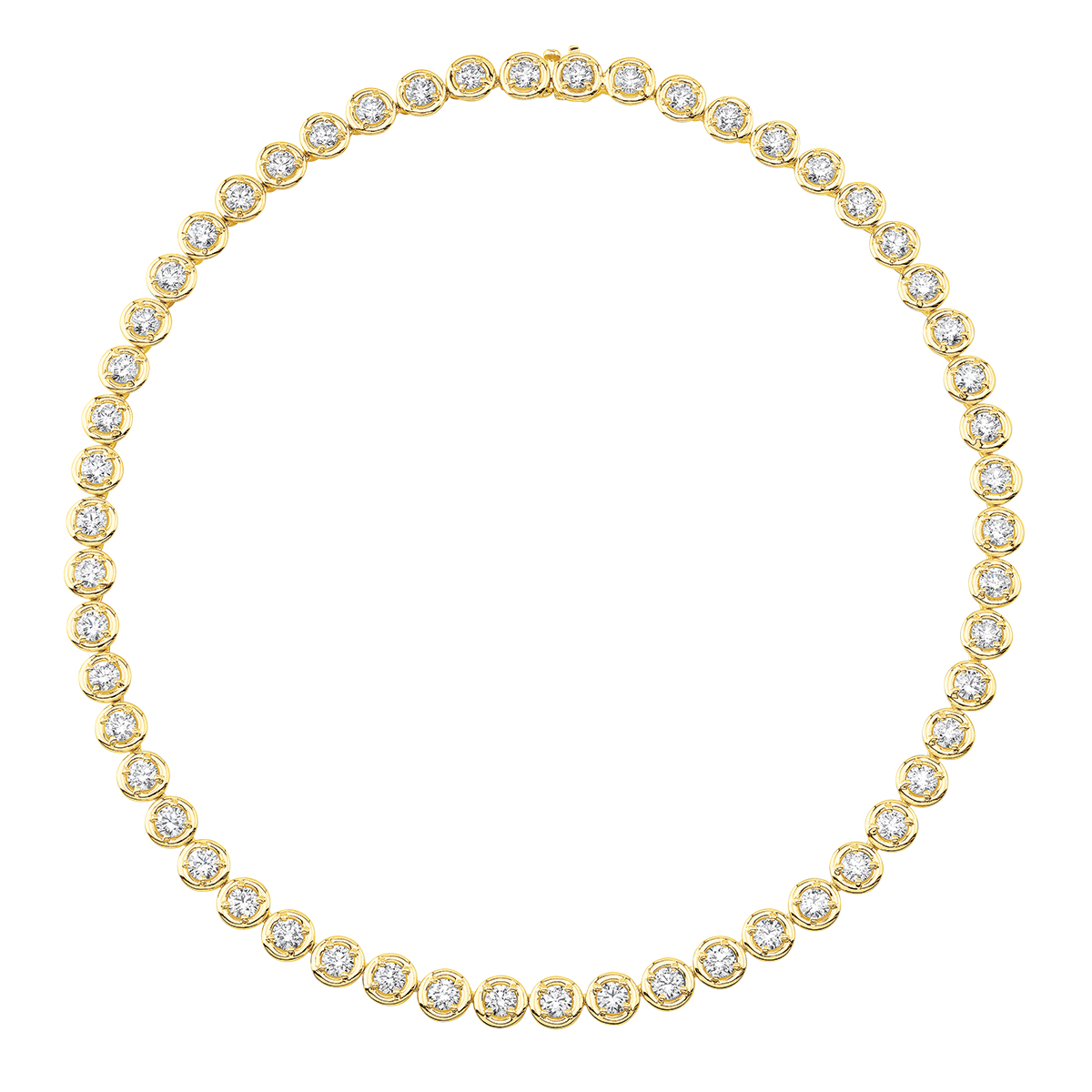 Rahaminov Round Diamond Tennis Necklace in Yellow Gold, 15.75
