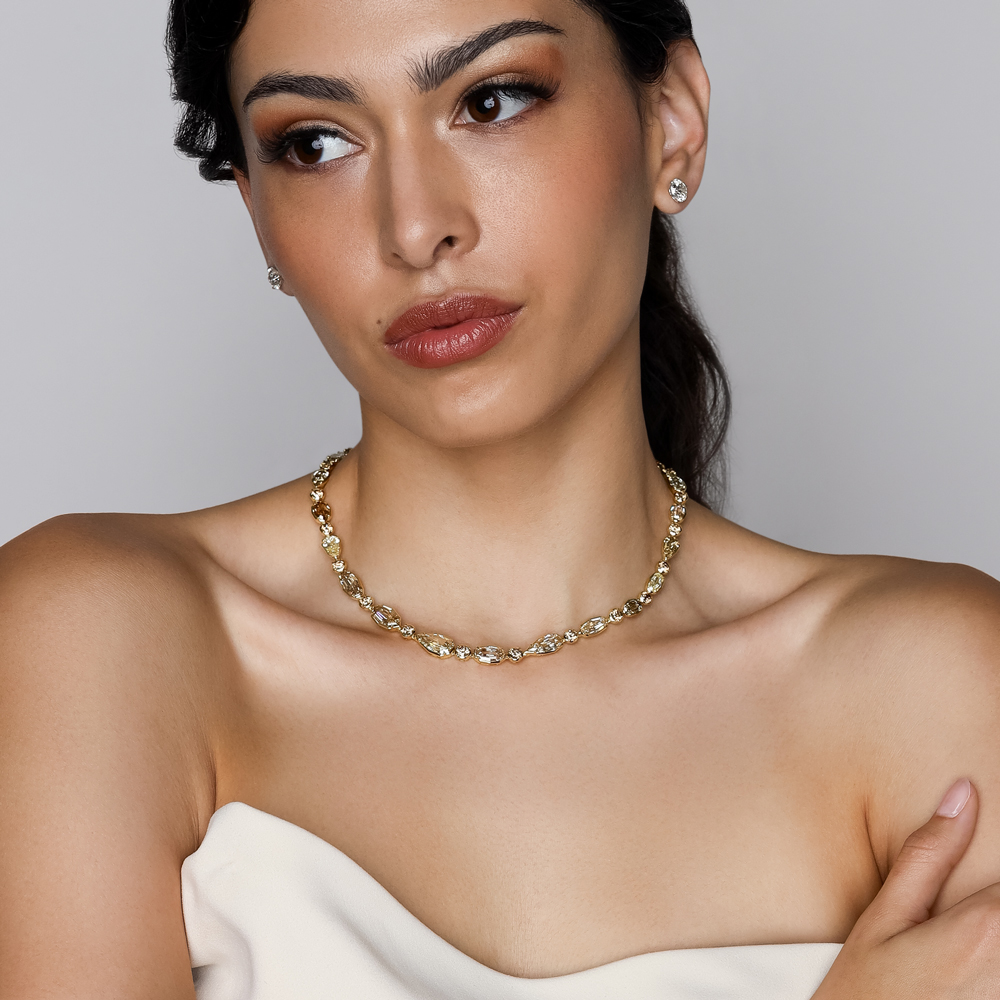 Rahaminov Mixed Shape Multicolor Diamond Tennis Necklace in Yellow Gold, 16