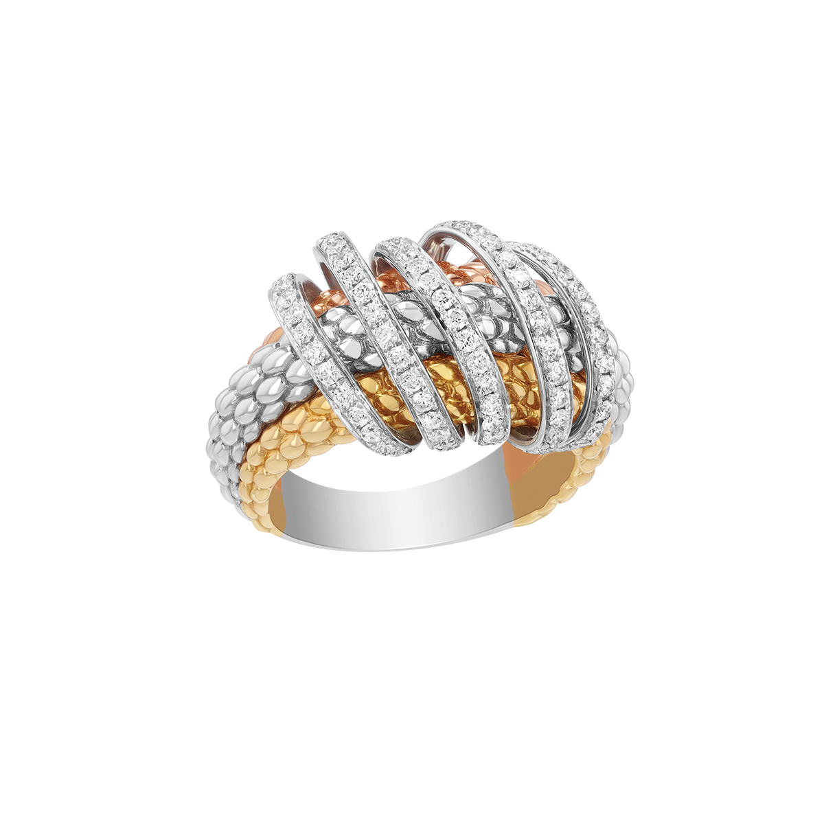 FOPE Solo Ring in White, Yellow & Rose Gold with Diamonds