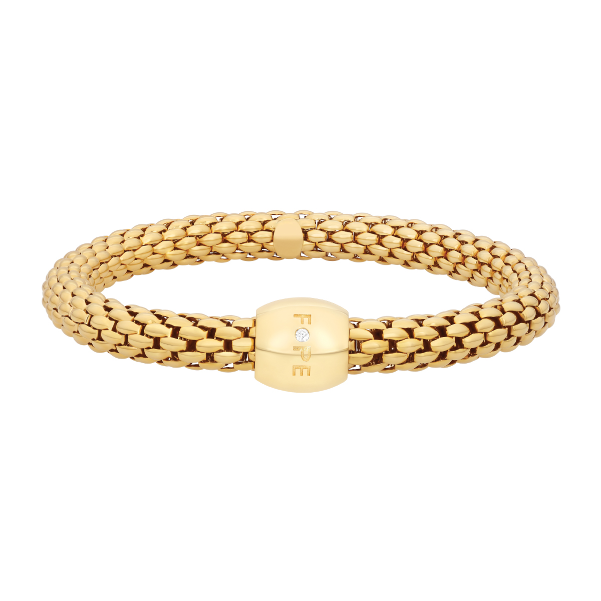 FOPE Flex'It Yellow Gold Bracelet with Single Diamond Rondel, 6.69