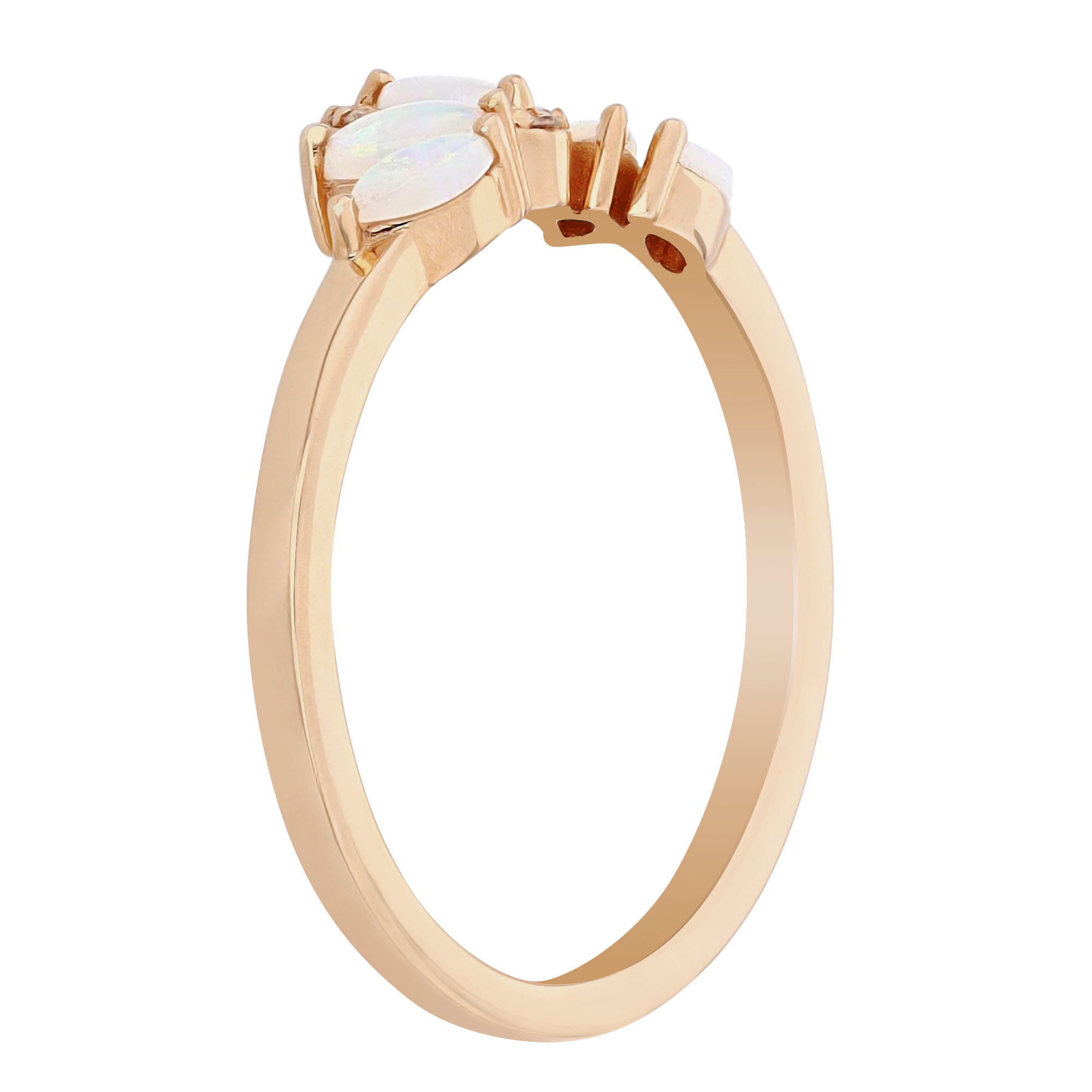 White Opal & Diamond Halo Marquise Shaped Tiara Petite Ring in Rose Gold