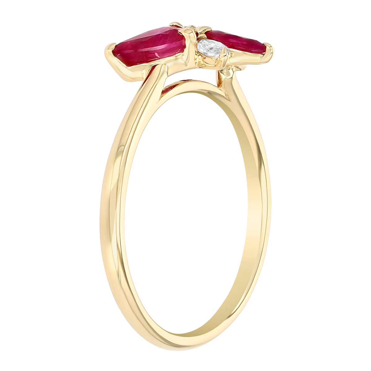 Multi-Shape Ruby & Marquise Diamond Floral Cluster Ring in Yellow Gold