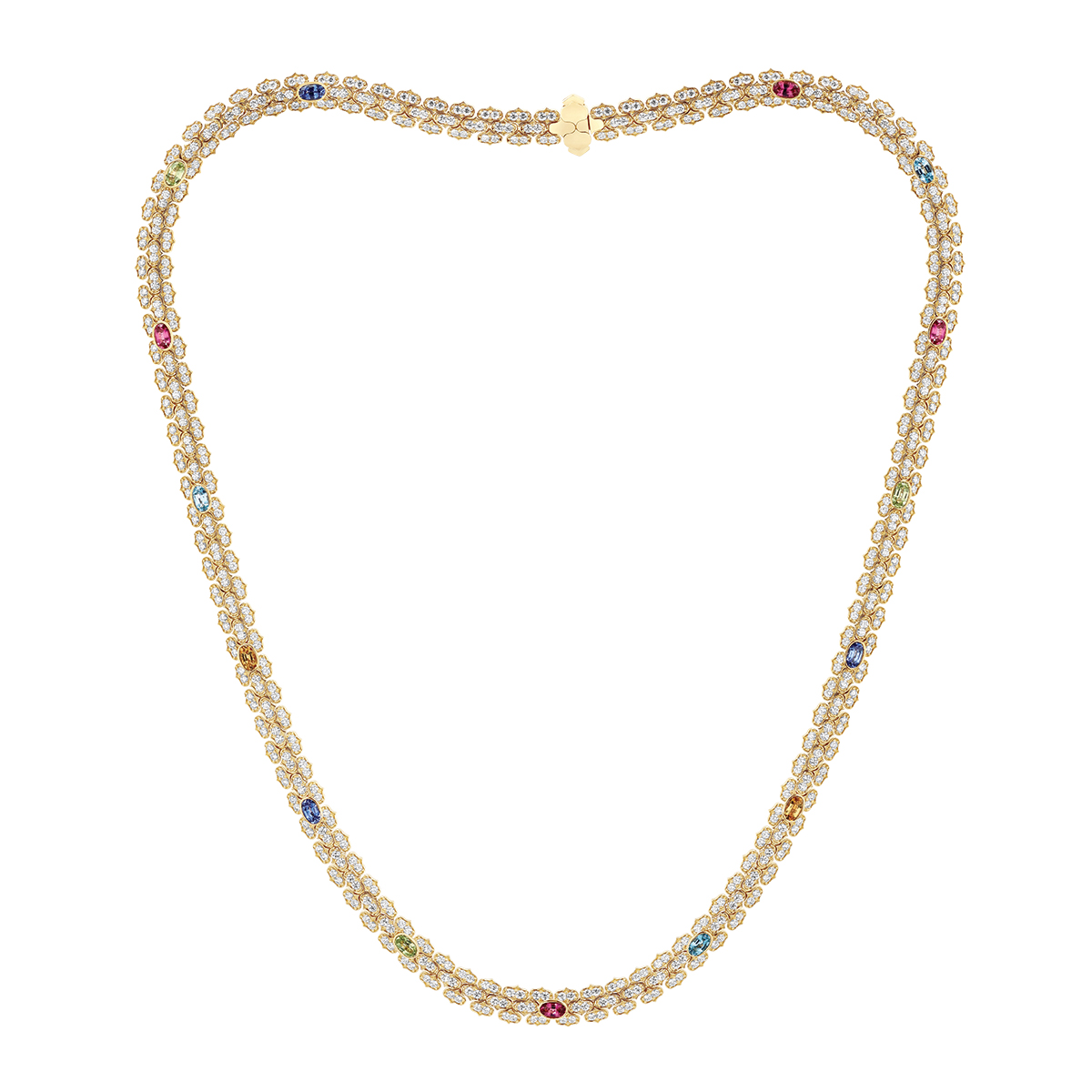 Roberto Coin Cobra Mixed Gemstone & Diamond Pavé Necklace in Yellow Gold, 16