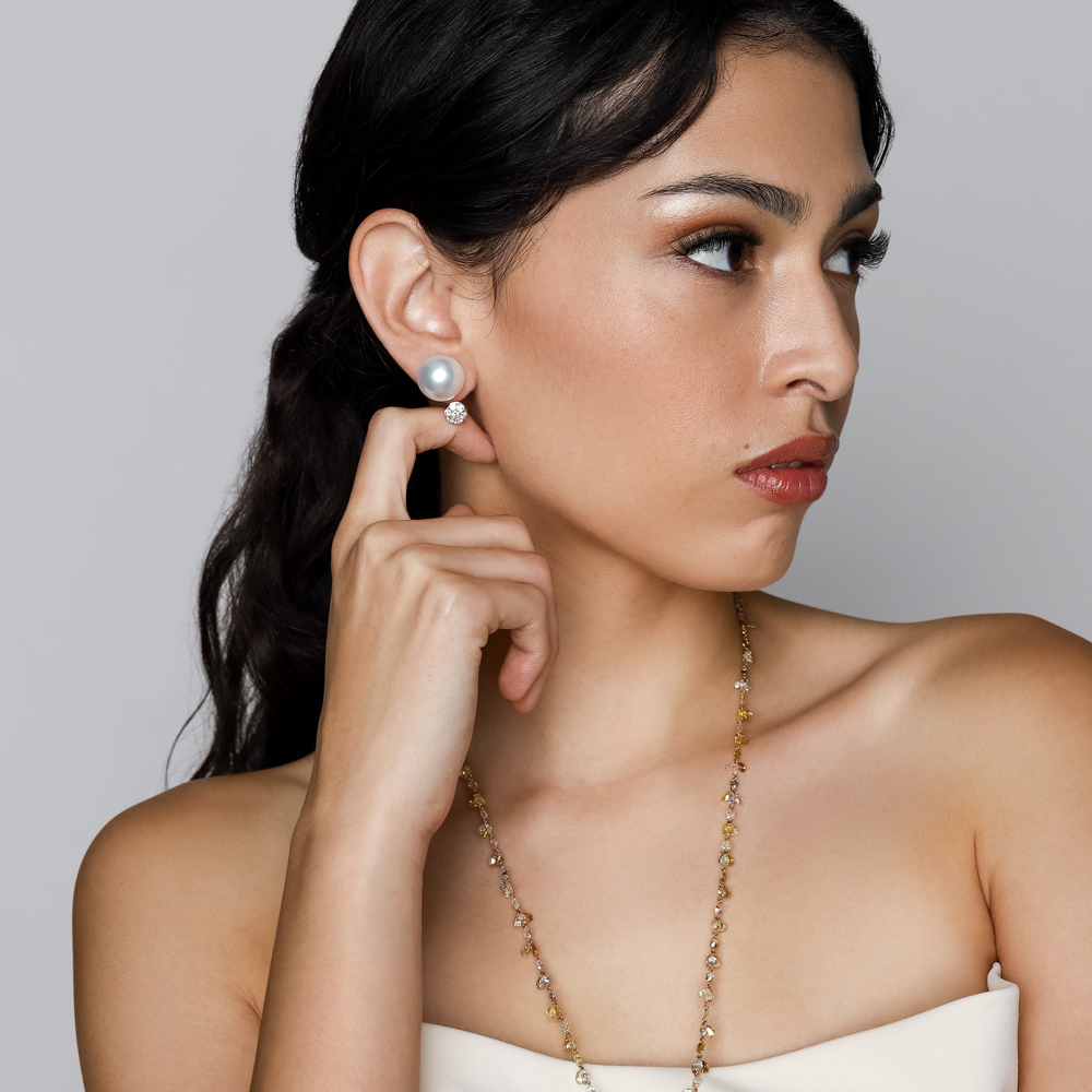 TARA Pearls South Sea Cultured Pearl & Diamond Cluster Drop Earrings in Rose Gold