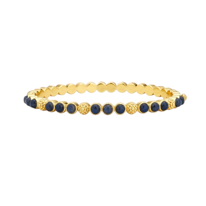 Capucine Berry Gem Petite Hinged Bangle Bracelet, Blue Labradorite