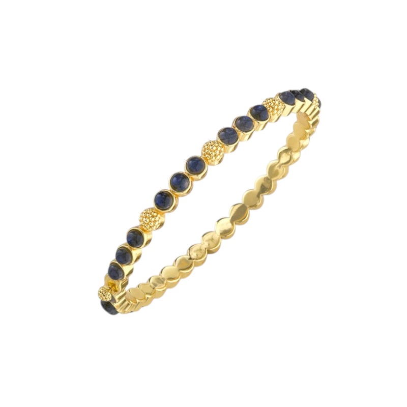 Capucine Berry Gem Petite Hinged Bangle Bracelet, Blue Labradorite