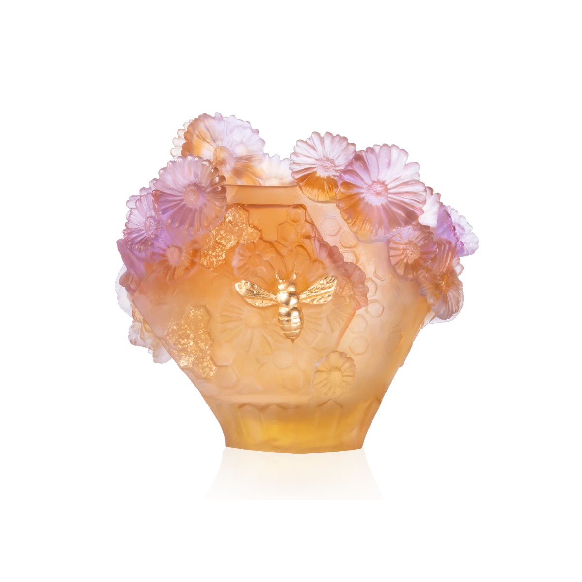 Gold Bee and Leaf Vase, Medium