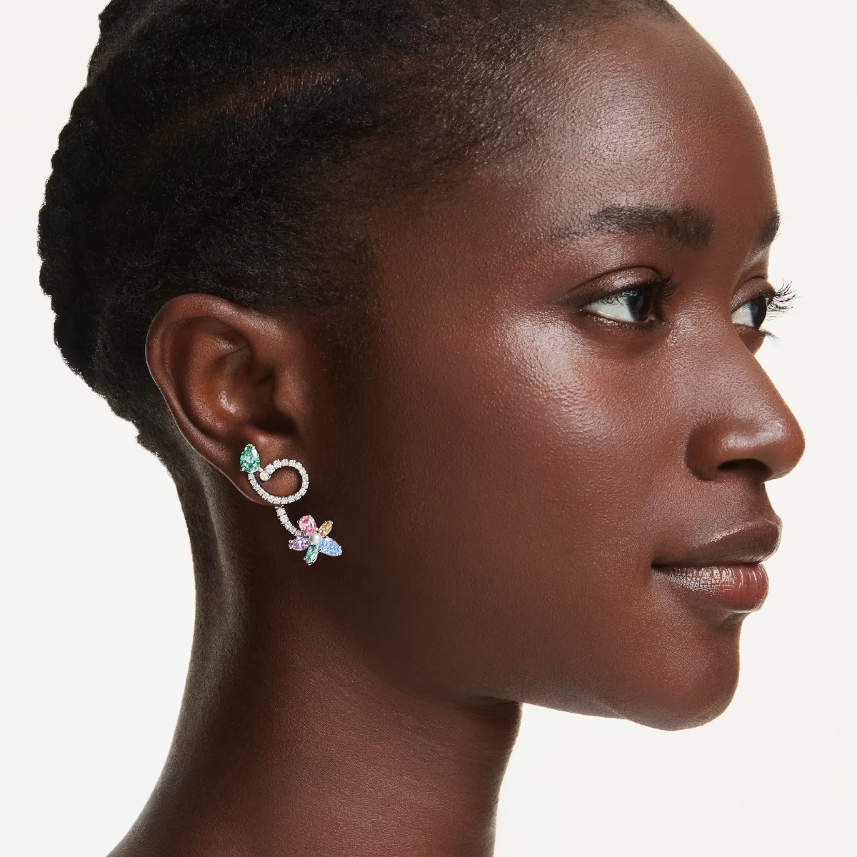Swarovski Ariana Grande Mixed Cuts Dragonfly and Flower Drop Earrings with Ear Jacket, Multicolored 
