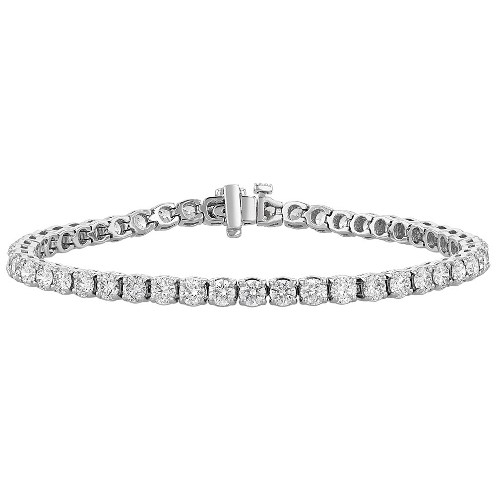 Lab Grown Diamond 4 Prong Tennis Bracelet in White Gold, 6.96 cttw