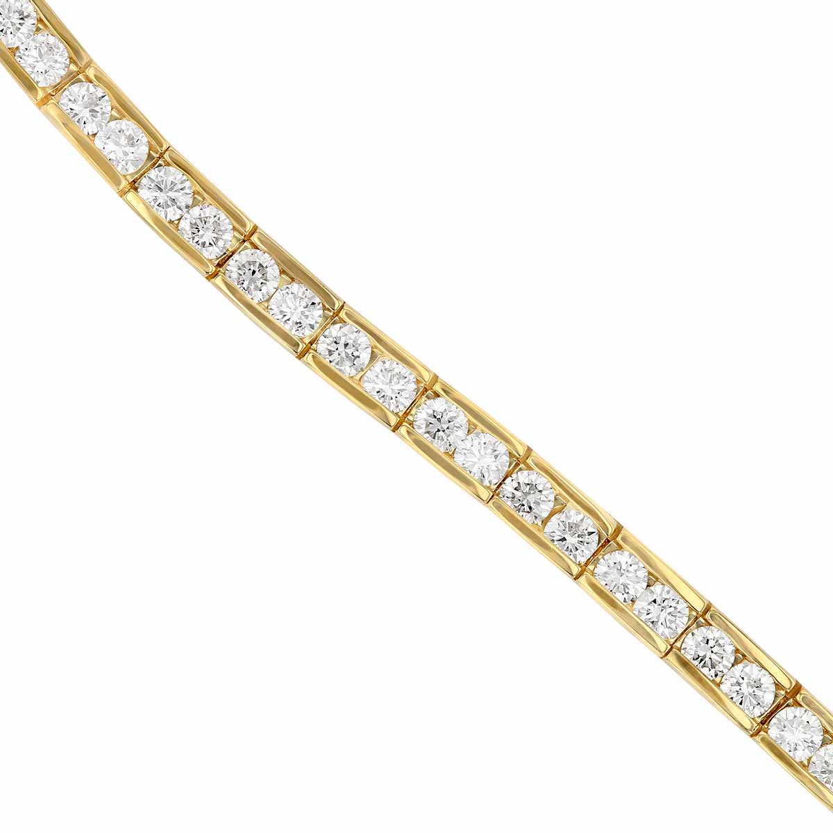 Diamond Channel Set Link Tennis Bracelet in Yellow Gold, 4.05 aptw