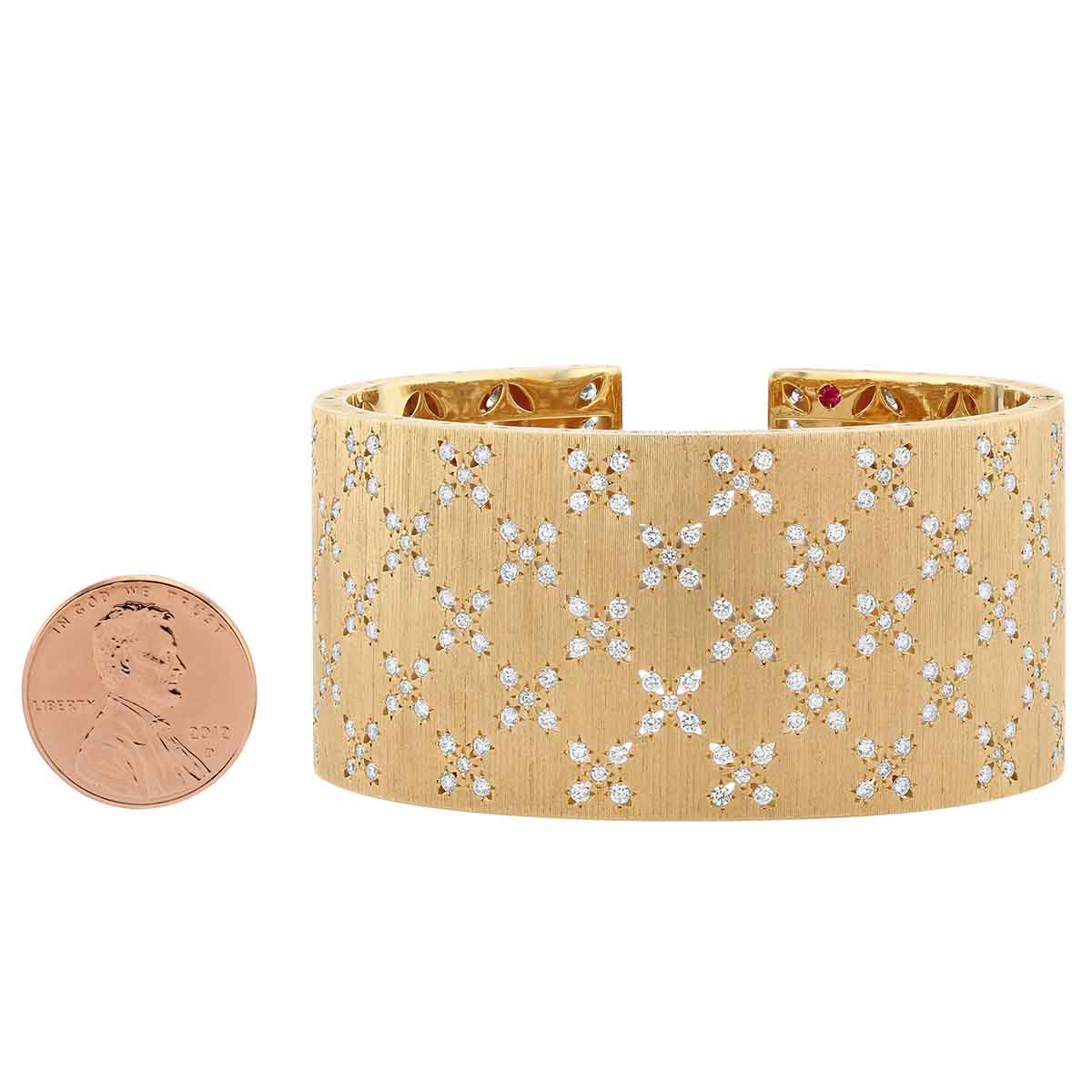 Roberto Coin Granada Wide Cuff Diamond & Yellow Gold Bracelet