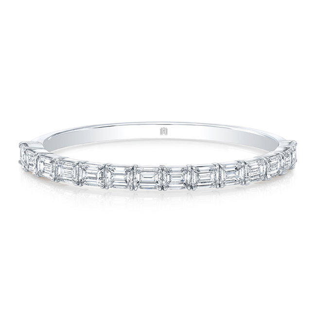 Rahaminov Emerald Cut Diamond Bangle Bracelet in White Gold, 8.63 cttw