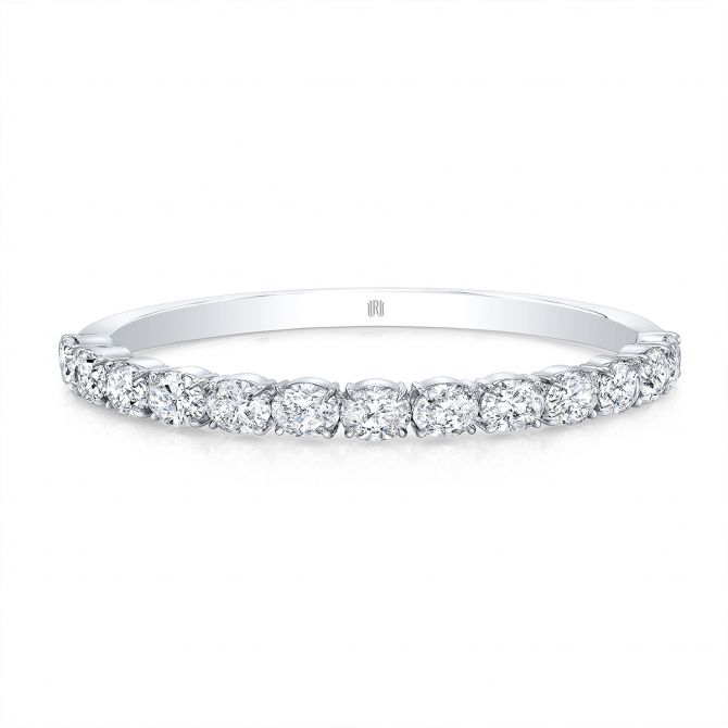 Rahaminov Oval Cut Diamond Bangle Bracelet in White Gold, 7.69 cttw