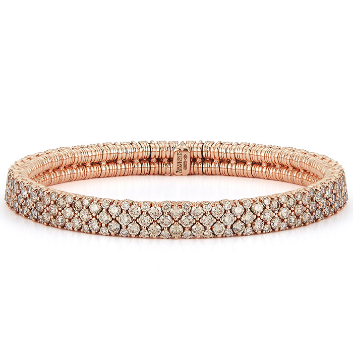 Roberto Demeglio Cashmere Brown Diamond Stretch Bracelet in Rose Gold