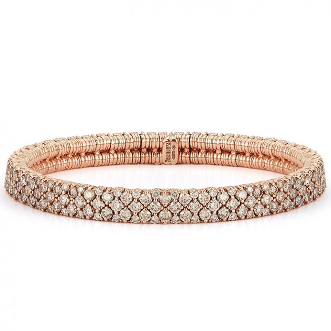 Roberto Demeglio Cashmere Brown Diamond Stretch Bracelet in Rose Gold