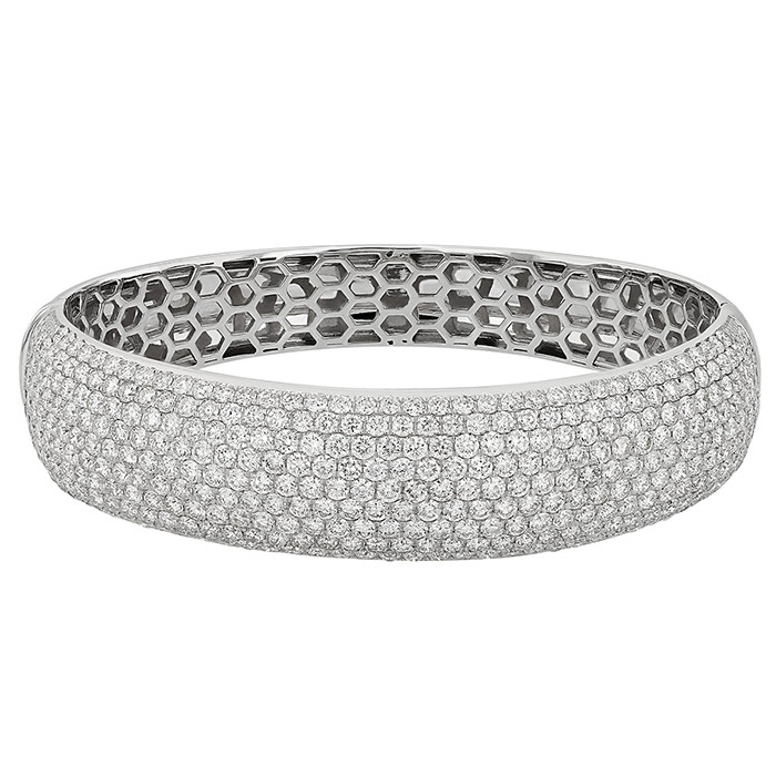 Diamond Pavé 9 Row Hinged Bangle Bracelet in White Gold Borsheims