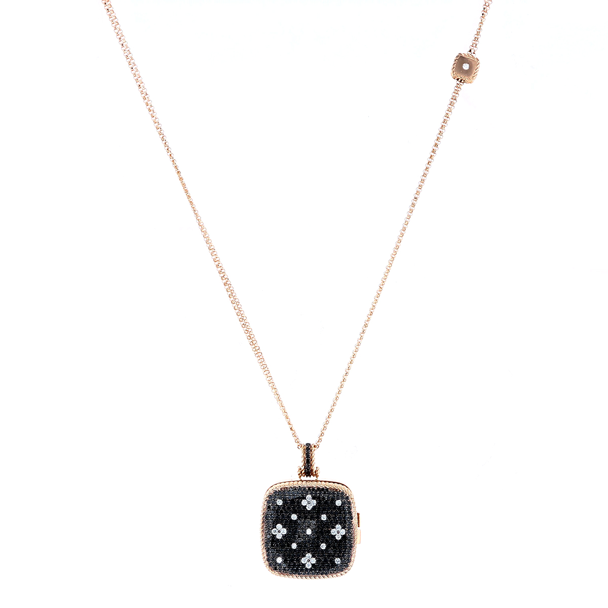 Roberto Coin 18K Rose Gold Black & White Diamond Venetian Princess Pendant/Necklace, 34